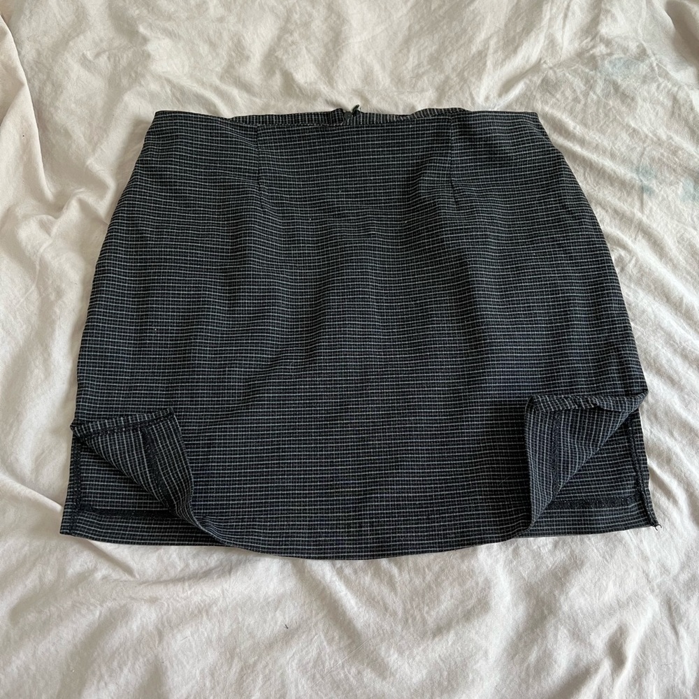 Vintage Gray Plaid with Split Sides Skirt Size M